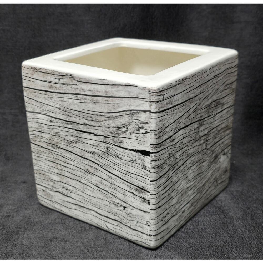 Ceramic Wood Look Planter Cache Pot Vase Holder